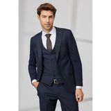 ALTINYILDIZ CLASSICS Erkek Koyu Lacivert Slim Fit Dar Kesim Mono Yaka Desenli Yelekli Takım Elbise - 6 Drop - 46