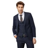 ALTINYILDIZ CLASSICS Erkek Koyu Lacivert Slim Fit Dar Kesim Mono Yaka Desenli Yelekli Takım Elbise, Koyu Lacivert, 46-6 Drop