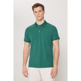 Altınyıldız Classics Erkek Koyu Yeşil %100 Pamuk Kıvrılmaz Pike Polo Yaka Slim Fit Dar Kesim Tişört - XL