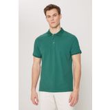 ALTINYILDIZ CLASSICS Erkek Koyu Yeşil %100 Pamuk Kıvrılmaz Pike Polo Yaka Slim Fit Dar Kesim Tişört
