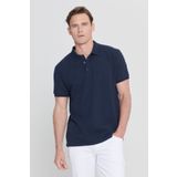 ALTINYILDIZ CLASSICS Erkek Lacivert %100 Pamuk Kıvrılmaz Pike Polo Yaka Slim Fit Dar Kesim Tişört