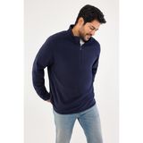 Altınyıldız Classics Erkek Lacivert Anti-Pilling Tüylenme Yapmayan Standart Fit Dik Yaka Polar Sweatshirt - 2XL