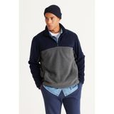 Altınyıldız Classics Erkek Lacivert-antrasit Standart Fit Normal Kesim Günlük Rahat Çift Renkli Polar Spor Sweatshirt