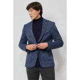 ALTINYILDIZ CLASSICS Erkek Lacivert-Beyaz Slim Fit Dar Kesim Mono Yaka Takipli Kareli Ceket - 46 / 6 - Lacivert - Beyaz