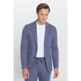 Altınyıldız Classics Erkek Lacivert-Beyaz Slim Fit Mono Yaka Desenli Beli Bağlamalı Takım Elbise - Lacivert - Beyaz - 6 Drop - 50