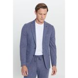 ALTINYILDIZ CLASSICS Erkek Lacivert-Beyaz Slim Fit Mono Yaka Desenli Beli Bağlamalı Takım Elbise