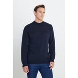 Altınyıldız Classics Erkek Lacivert-bordo Yünlü Standart Fit Normal Kesim Yarım Balıkçı Yaka Triko Kazak - Lacivert - Bordo - 2XL
