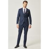 ALTINYILDIZ CLASSICS Erkek Lacivert Ekstra Slim Fit Dar Kesim Desenli Su Geçirmez Yelekli Nano Takım Elbise - 6 Drop - 46
