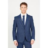 ALTINYILDIZ CLASSICS Erkek Lacivert Ekstra Slim Fit Dar Kesim Kırlangıç Yaka Çizgili Takım Elbise - 6 Drop - 46