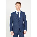 ALTINYILDIZ CLASSICS Erkek Lacivert Ekstra Slim Fit Dar Kesim Kırlangıç Yaka Çizgili Takım Elbise - 6 Drop - 48