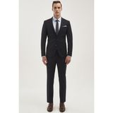 ALTINYILDIZ CLASSICS Erkek Lacivert Ekstra Slim Fit Dar Kesim Kırlangıç Yaka Yünlü Su ve Leke Tutmayan Nano Takım Elbise - 46 - 6 Drop