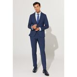 ALTINYILDIZ CLASSICS Erkek Lacivert Ekstra Slim Fit Dar Kesim Mono Yaka Desenli Takım Elbise - 48 - 6 Drop