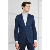 ALTINYILDIZ CLASSICS Erkek Lacivert Ekstra Slim Fit Dar Kesim Mono Yaka Diyagonal Desenli Pamuklu Conte Takım Elbise - 6 Drop - 48
