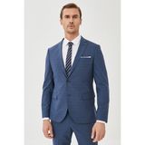 ALTINYILDIZ CLASSICS Erkek Lacivert Ekstra Slim Fit Dar Kesim Yünlü Kareli Takım Elbise - 46 - 6 Drop
