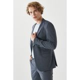 ALTINYILDIZ CLASSICS Erkek Lacivert-Gri Ekstra Slim Fit Dar Kesim Kırlangıç Yaka Kareli Klasik Takım Elbise - 6 Drop - 46 - Lacivert - Gri