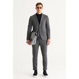 ALTINYILDIZ CLASSICS Erkek Lacivert-Gri Slim Fit Dar Kesim Mono Yaka Desenli Takım Elbise Lacivert-Gri, 50-6 Drop