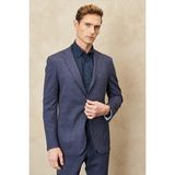 ALTINYILDIZ CLASSICS Erkek Lacivert-kahverengi Slim Fit Dar Kesim Mono Yaka Desenli Seyahat Çantalı Takım Elbise - Lacivert - Kahverengi - 6 Drop - 46