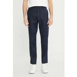 ALTINYILDIZ CLASSICS Erkek Lacivert Keten Slim Fit Dar Kesim Beli Lastikli Yan Cepli Esnek Pantolon