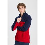 Altınyıldız Classics Erkek Lacivert-kırmızı Standart Fit Normal Kesim Günlük Rahat Çift Renkli Polar Spor Sweatshirt - XL - Lacivert - Kırmızı