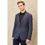 ALTINYILDIZ CLASSICS Erkek Lacivert Magic Fit Kırlangıç Yaka Balıksırtı Desenli Kırışmaz Blazer Ceket - 48