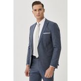 ALTINYILDIZ CLASSICS Erkek Lacivert-Mavi Ekstra Slim Fit Dar Kesim Yünlü Desenli Takım Elbise - Lacivert - Mavi - 46 - 6 Drop