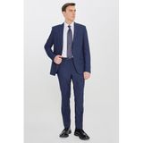 ALTINYILDIZ CLASSICS Erkek Lacivert-Mavi Slim Fit Dar Kesim Mono Yaka Desenli Takım Elbise