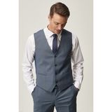 ALTINYILDIZ CLASSICS Erkek Lacivert-Mavi Slim Fit Desenli Lacivert-Mavi Yünlü Su Geçirmez Nano Yelekli Takım Elbise - 6 Drop - 46