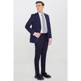 ALTINYILDIZ CLASSICS Erkek Lacivert-Mavi Slim Fit Mono Yaka Desenli Çift Pantolonlu Takım Elbise
