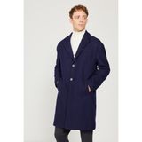 Altınyıldız Classics Erkek Lacivert Oversize Bol Kesim Mono Yaka Yünlü Kaşe Palto - 50