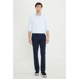 Altınyıldız Classics Erkek Lacivert Pamuklu Slim Fit Dar Kesim Armürlü Yan Cepli Esnek Casual Pantolon - 52