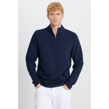 Altınyıldız Classics Erkek Lacivert Pamuklu Slim Fit Dar Kesim Bato Yaka Uzun Kollu Tişört - 2XL