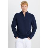 ALTINYILDIZ CLASSICS Erkek Lacivert Pamuklu Slim Fit Dar Kesim Bato Yaka Uzun Kollu Tişört
