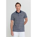 ALTINYILDIZ CLASSICS Erkek Lacivert Pamuklu Slim Fit Dar Kesim Polo Yaka Jakarlı Tişört