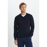 Altınyıldız Classics Erkek Lacivert Pamuklu Standart Fit Normal Kesim V Yaka Basic Triko Kazak - XL