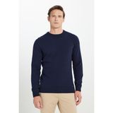 Altınyıldız Classics Erkek Lacivert Sıcak Tutan Yün Standart Fit Normal Kesim Bisiklet Yaka Triko Kazak - XL