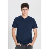 Altınyıldız Classics Erkek Lacivert Slim Fit Dar Kesim %100 Pamuk V Yaka Tişört - 2XL