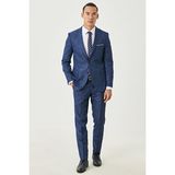 ALTINYILDIZ CLASSICS Erkek Lacivert Slim Fit Dar Kesim Desenli Takım Elbise - 46 - 6 Drop