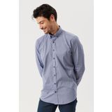 ALTINYILDIZ CLASSICS Erkek Lacivert Slim Fit Dar Kesim Düğmeli Yaka Desenli Gömlek