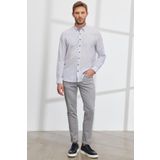 ALTINYILDIZ CLASSICS Erkek Lacivert Slim Fit Dar Kesim Gizli Düğme Yaka%100 Pamuk Baskılı Gömlek