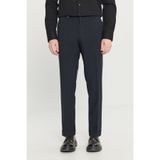 ALTINYILDIZ CLASSICS Erkek Lacivert Slim Fit Dar Kesim Gofre Desenli Beli Gizli Lastikli Yan Cep Klasik Pantolon