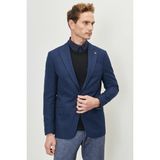 ALTINYILDIZ CLASSICS Erkek Lacivert Slim Fit Dar Kesim Kırlangıç Yaka Desenli Blazer Ceket - 46