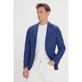 ALTINYILDIZ CLASSICS Erkek Lacivert Slim Fit Dar Kesim Kırlangıç Yaka Desenli Blazer Ceket - 52-6N
