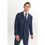 ALTINYILDIZ CLASSICS Erkek Lacivert Slim Fit Dar Kesim Kırlangıç Yaka Desenli Takım Elbise - 48 - 6 Drop