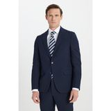 Altınyıldız Classics Erkek Lacivert Slim Fit Dar Kesim Kırlangıç Yaka Gofre Desenli Takım Elbise - 6 Drop - 50
