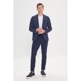 ALTINYILDIZ CLASSICS Erkek Lacivert Slim Fit Dar Kesim Mono Yaka Armürlü Blazer Ceket - 46 - 6