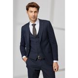 ALTINYILDIZ CLASSICS Erkek Lacivert Slim Fit Dar Kesim Mono Yaka Armürlü Yelekli Takım Elbise - 46 - 6 Drop