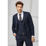 Altınyıldız Classics Erkek Lacivert Slim Fit Dar Kesim Mono Yaka Armürlü Yelekli Takım Elbise
