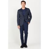 ALTINYILDIZ CLASSICS Erkek Lacivert Slim Fit Dar Kesim Mono Yaka Baskılı Blazer Ceket - 54-6N