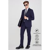 Altınyıldız Classics Erkek Lacivert Slim Fit Dar Kesim Mono Yaka Beli Bağlamalı Kapak Cepli Esnek Takım Elbise - 6 Drop - 56