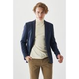 ALTINYILDIZ CLASSICS Erkek Lacivert Slim Fit Dar Kesim Mono Yaka Desenli Blazer Ceket - 50